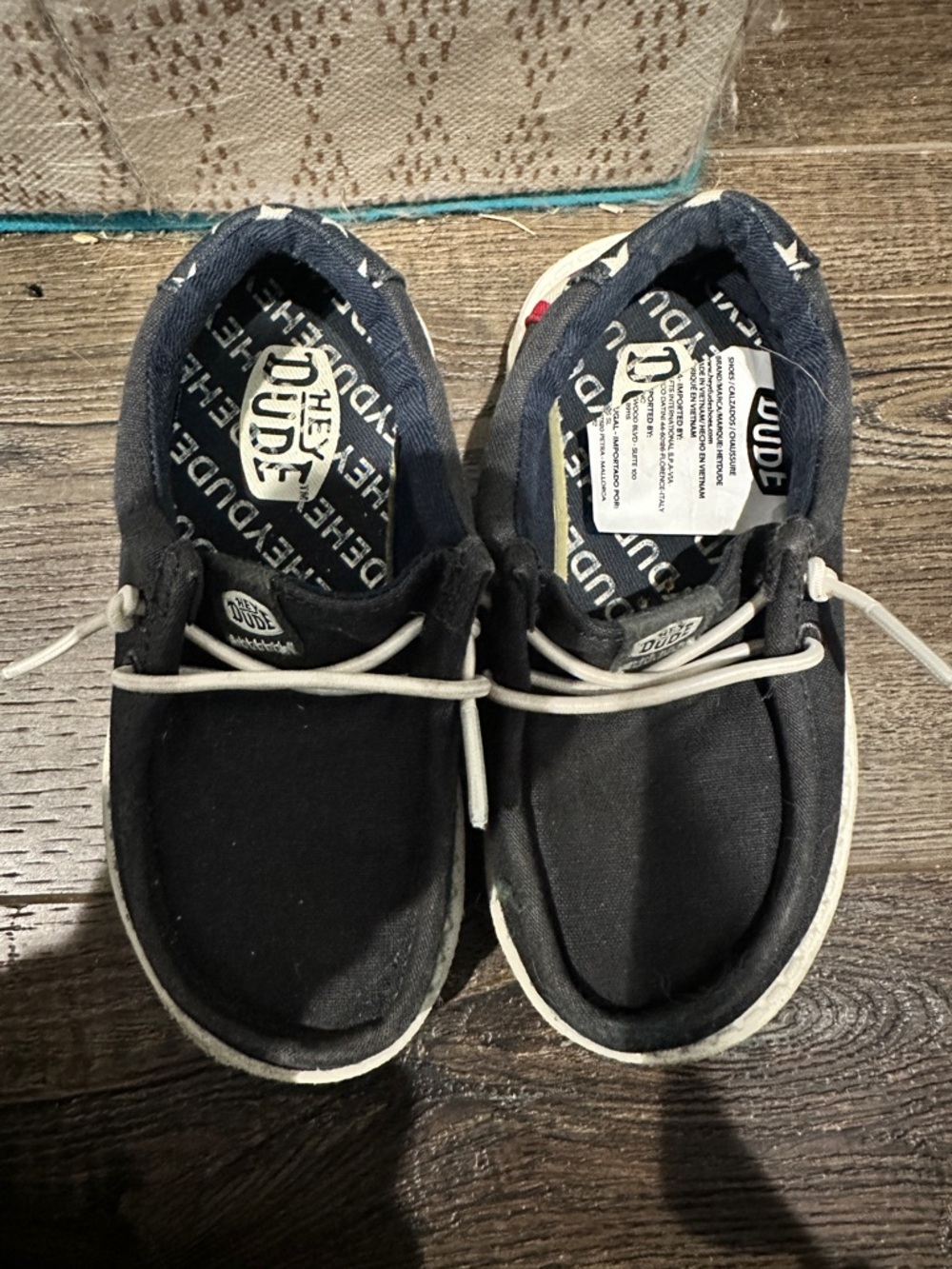 Hey Dude Kids Black Slip-On Canvas Shoes with White Laces
